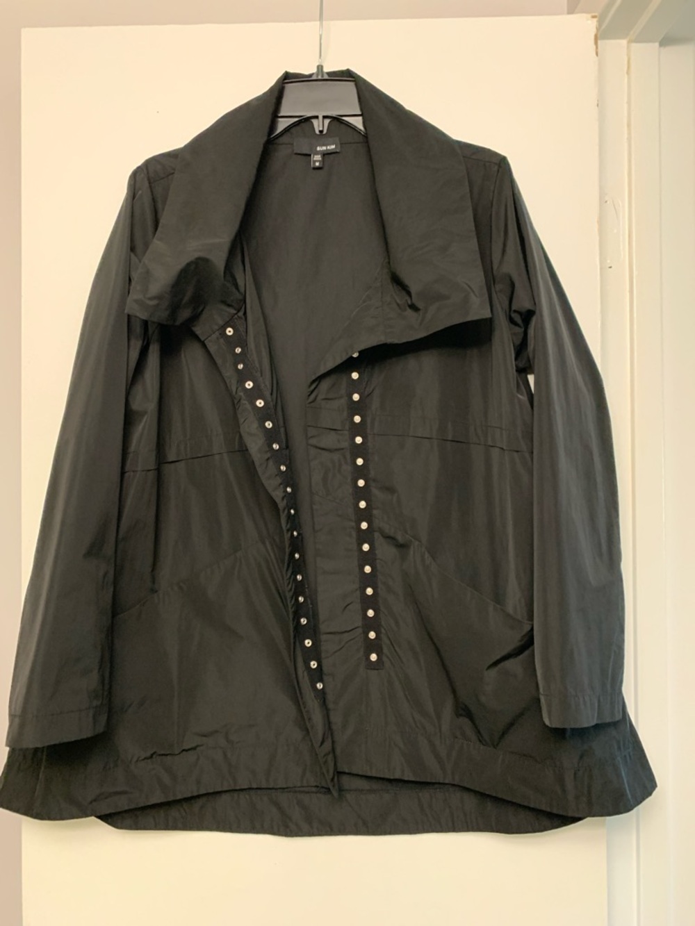 Sun Kim parachute fabric jacket size M, funky,functional,silver snaps,like new.